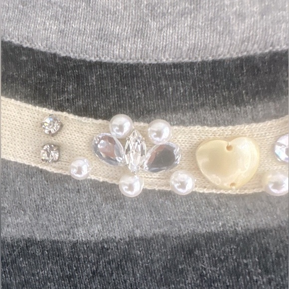 Y2K Blumarine Cashmere Wool Blend Striped  Dress w Embelished Neckline - Picture 6 of 14